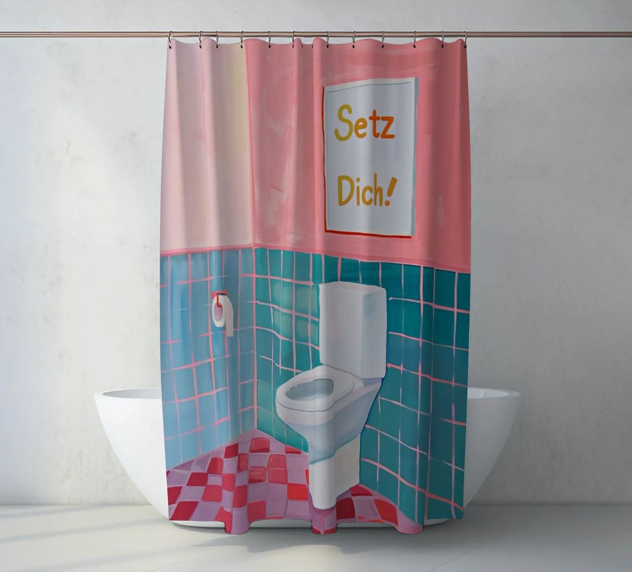 WC Badezimmer, Setz dich Duschvorhang von Carinaprint