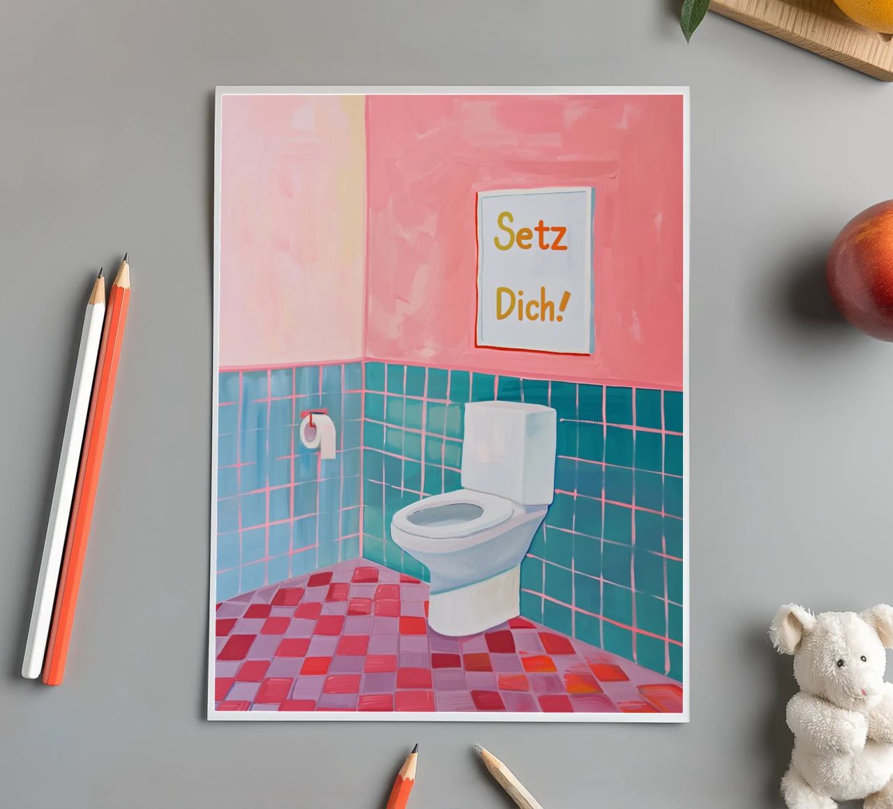WC Badezimmer, Setz dich Stickerbogen von Carinaprint