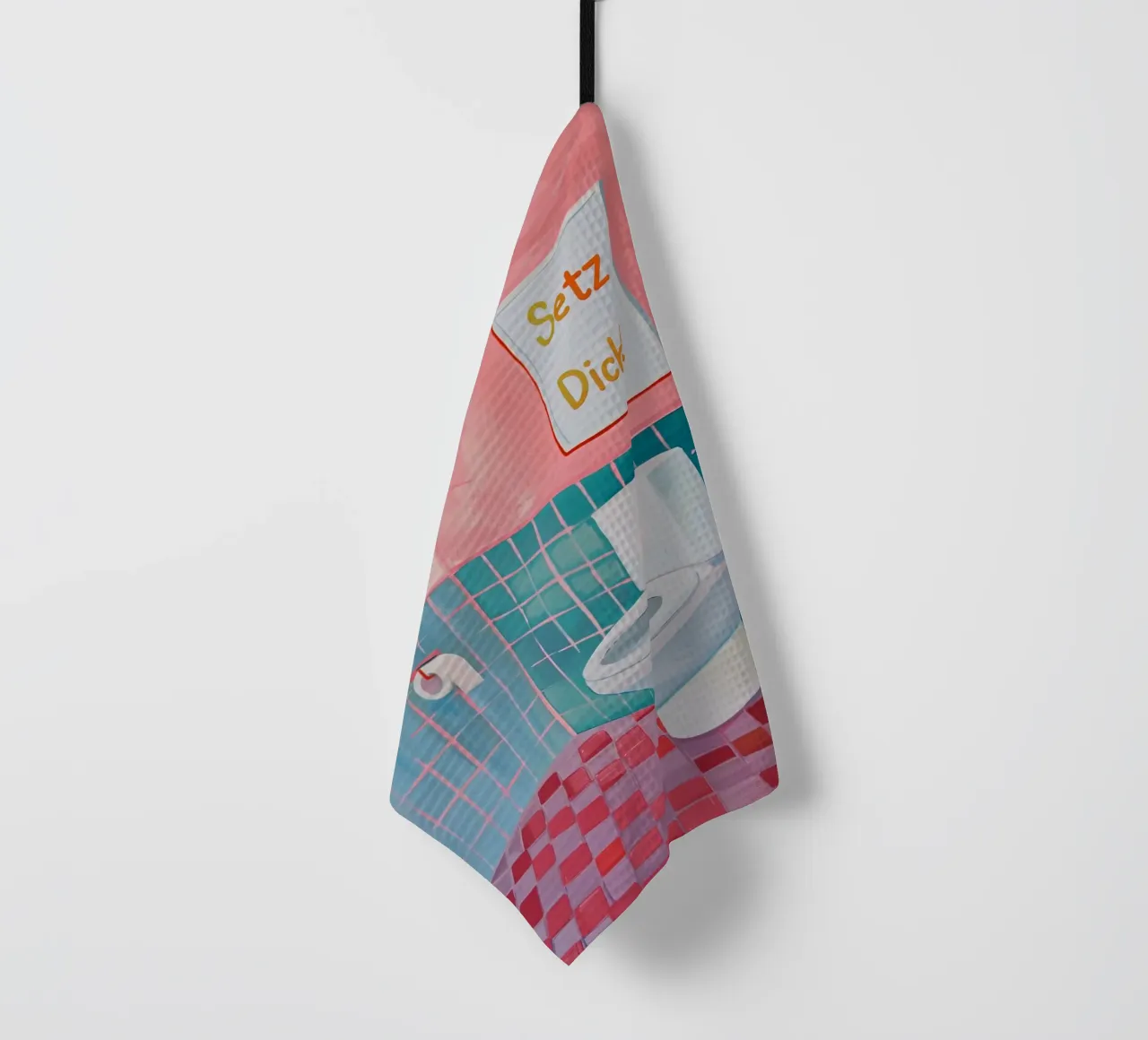 WC Bathroom, Sit down tea towel by Carinaprint
