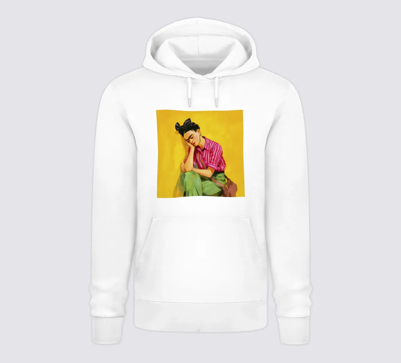 Ragazza messicana con strisce e fiocco rosso e sfondo giallo retrò felpa con cappuccio da Modern Muse