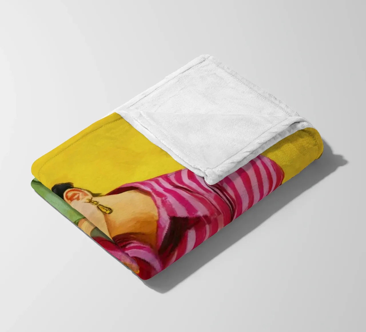Ragazza bohémien con strisce e fiocco rosso e colore giallo retrò coperta in pile da Modern Muse