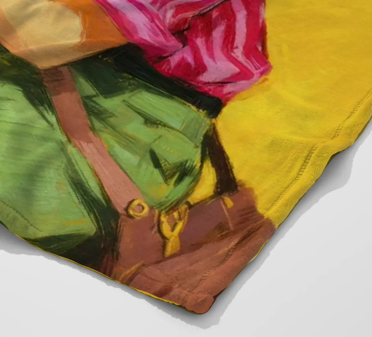 Ragazza bohémien con strisce e fiocco rosso e colore giallo retrò coperta in pile da Modern Muse