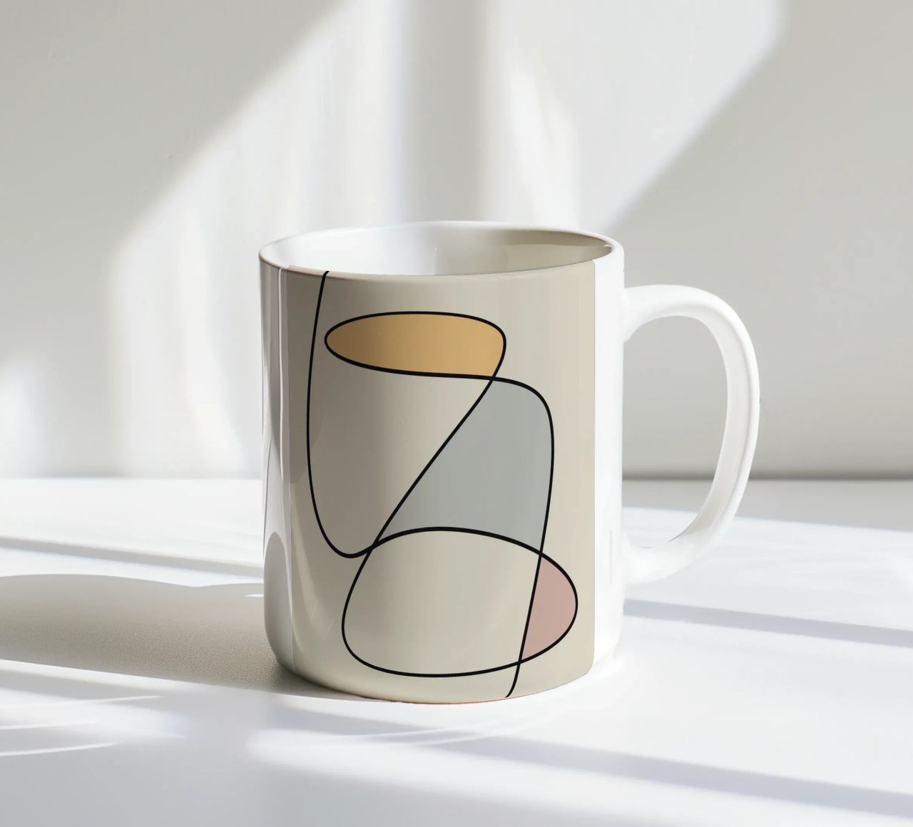 Minimal graceful line art abstract 11 tazza in ceramica da Little Dean