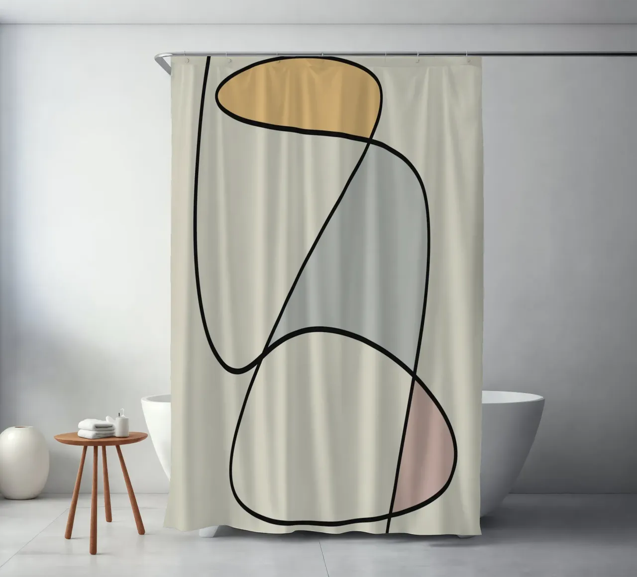 Minimale anmutige Linie Kunst abstrakt 11 Duschvorhang von Little Dean