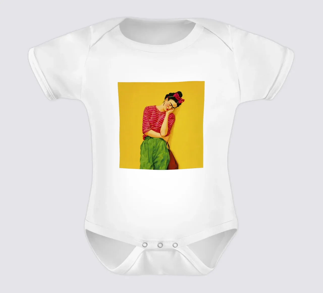 Ragazza messicana alla moda con camicia a righe su giallo body neonato maniche corte da Modern Muse