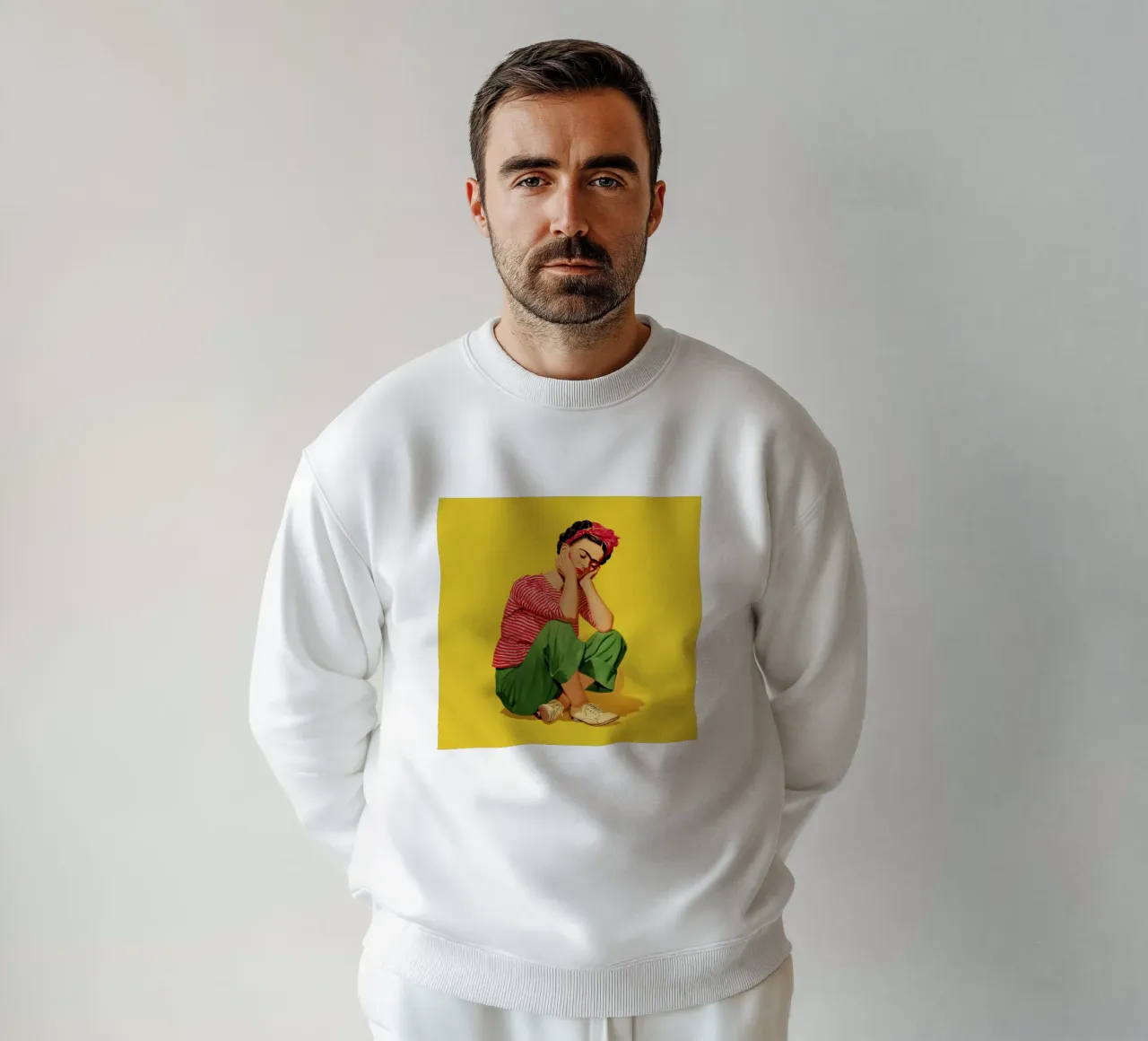 Ragazza messicana a righe con fiocco, opera d'arte retrò di tendenza felpa da Modern Muse