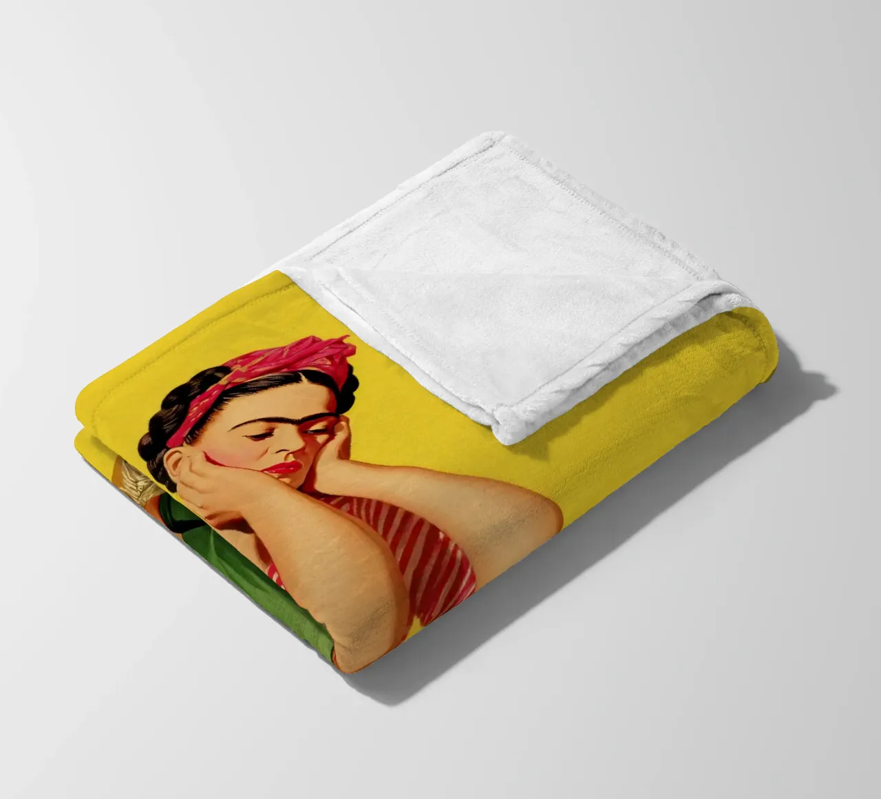 Ragazza messicana a righe con fiocco, opera d'arte retrò di tendenza coperta in pile da Modern Muse