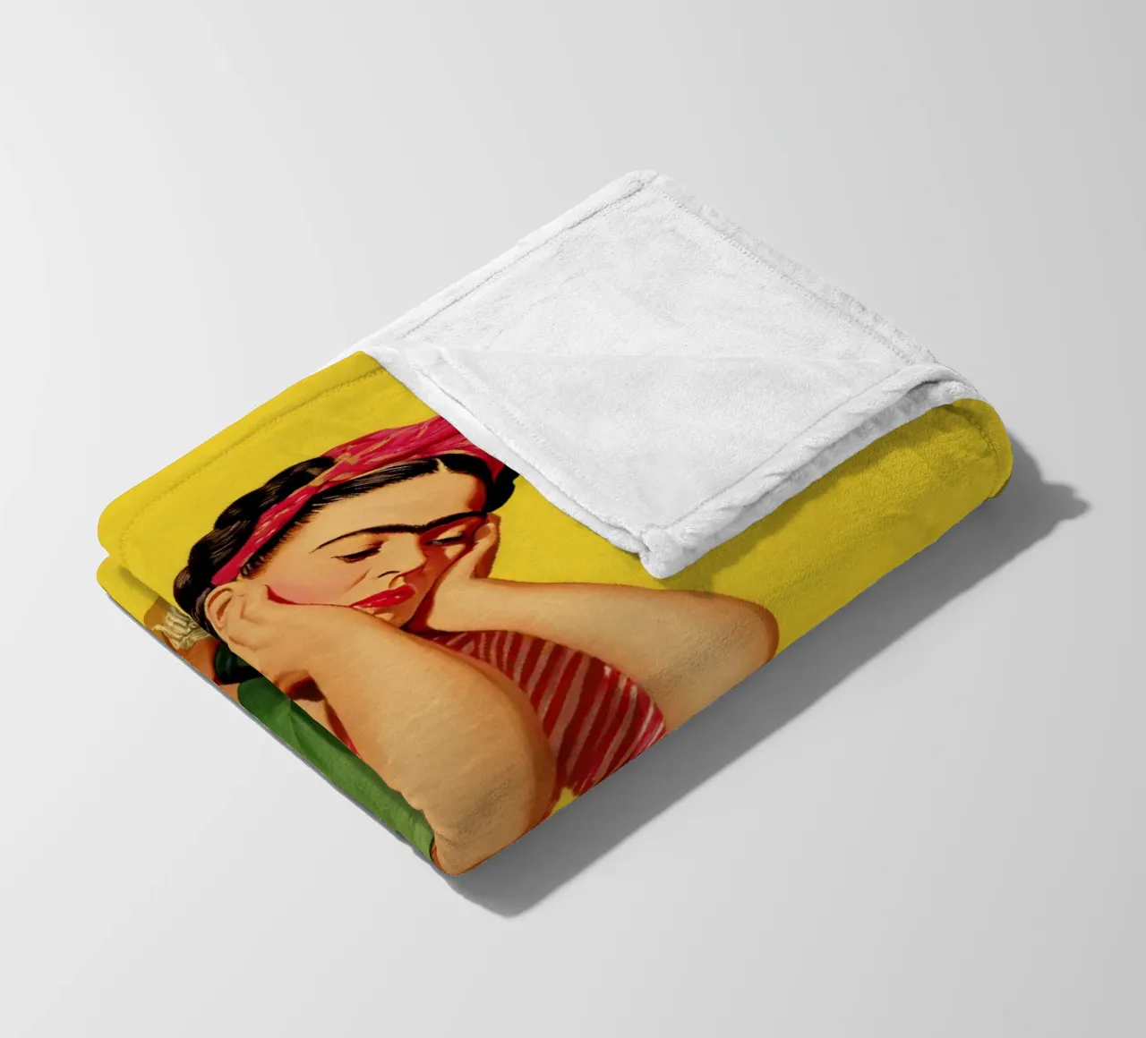Ragazza messicana a righe con fiocco, opera d'arte retrò di tendenza coperta in pile da Modern Muse