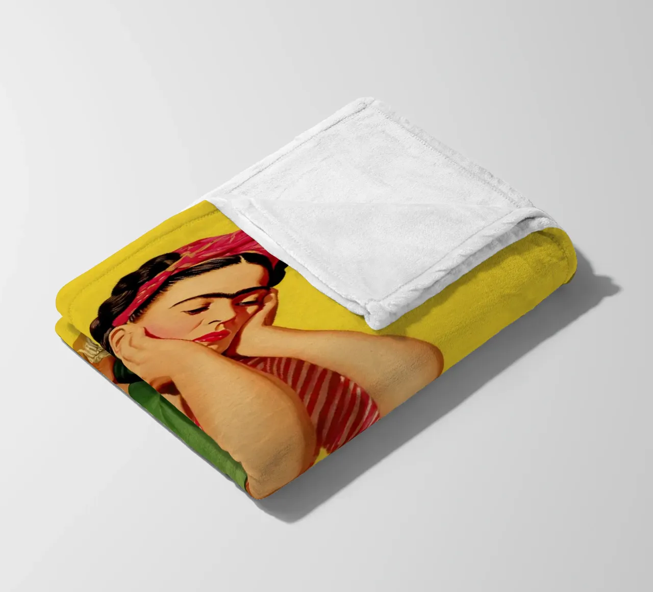 Ragazza messicana a righe con fiocco, opera d'arte retrò di tendenza coperta in pile da Modern Muse