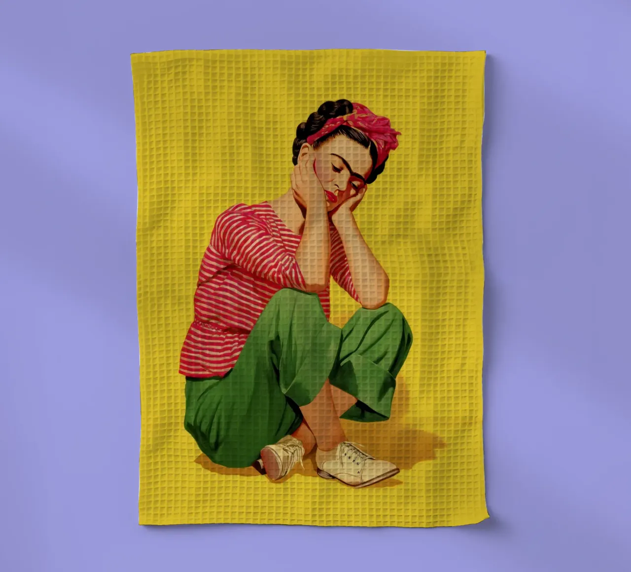 Ragazza messicana a righe con fiocco, opera d'arte retrò di tendenza canovaccio da cucina da Modern Muse