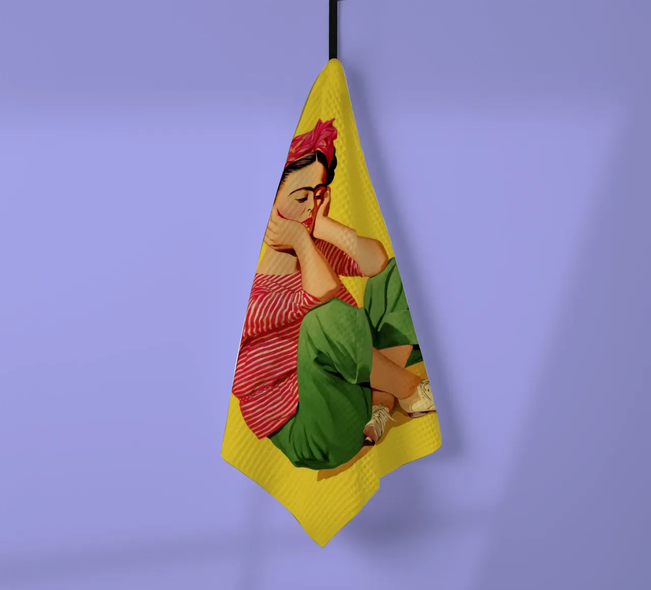 Ragazza messicana a righe con fiocco, opera d'arte retrò di tendenza canovaccio da cucina da Modern Muse