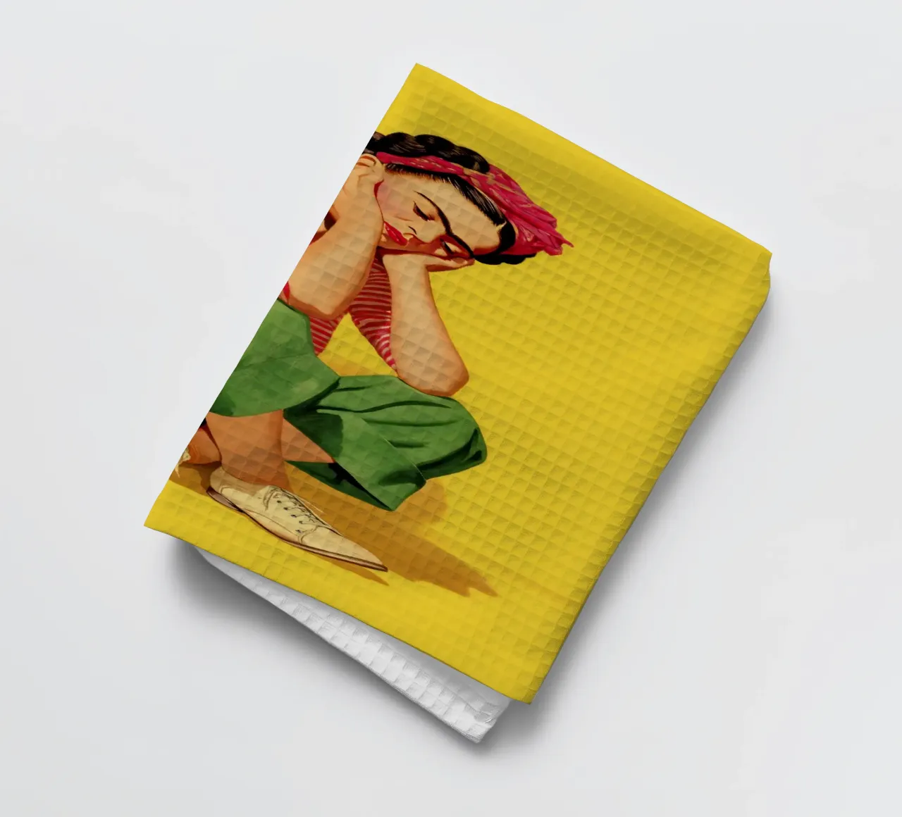 Ragazza messicana a righe con fiocco, opera d'arte retrò di tendenza canovaccio da cucina da Modern Muse