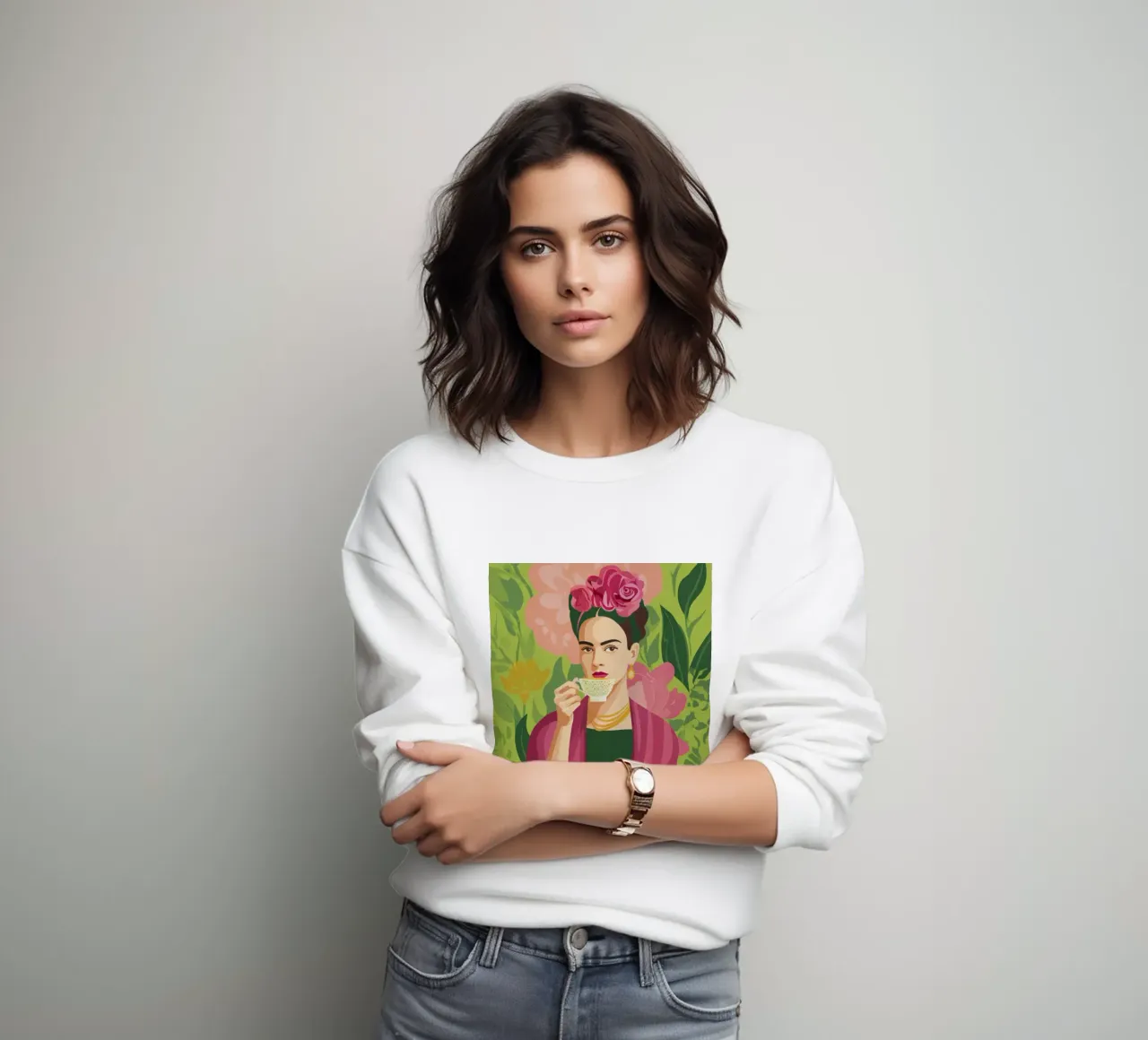 Ragazza messicana pastello con tè, atmosfera moderna del Midcentury felpa da Modern Muse