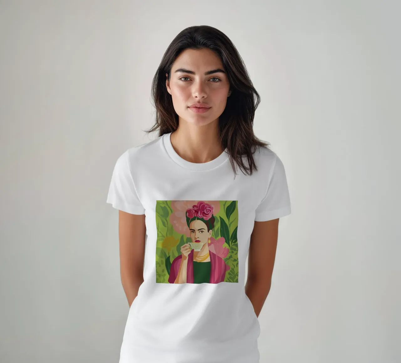 Ragazza messicana pastello con tè, atmosfera moderna del Midcentury t-shirt da Modern Muse