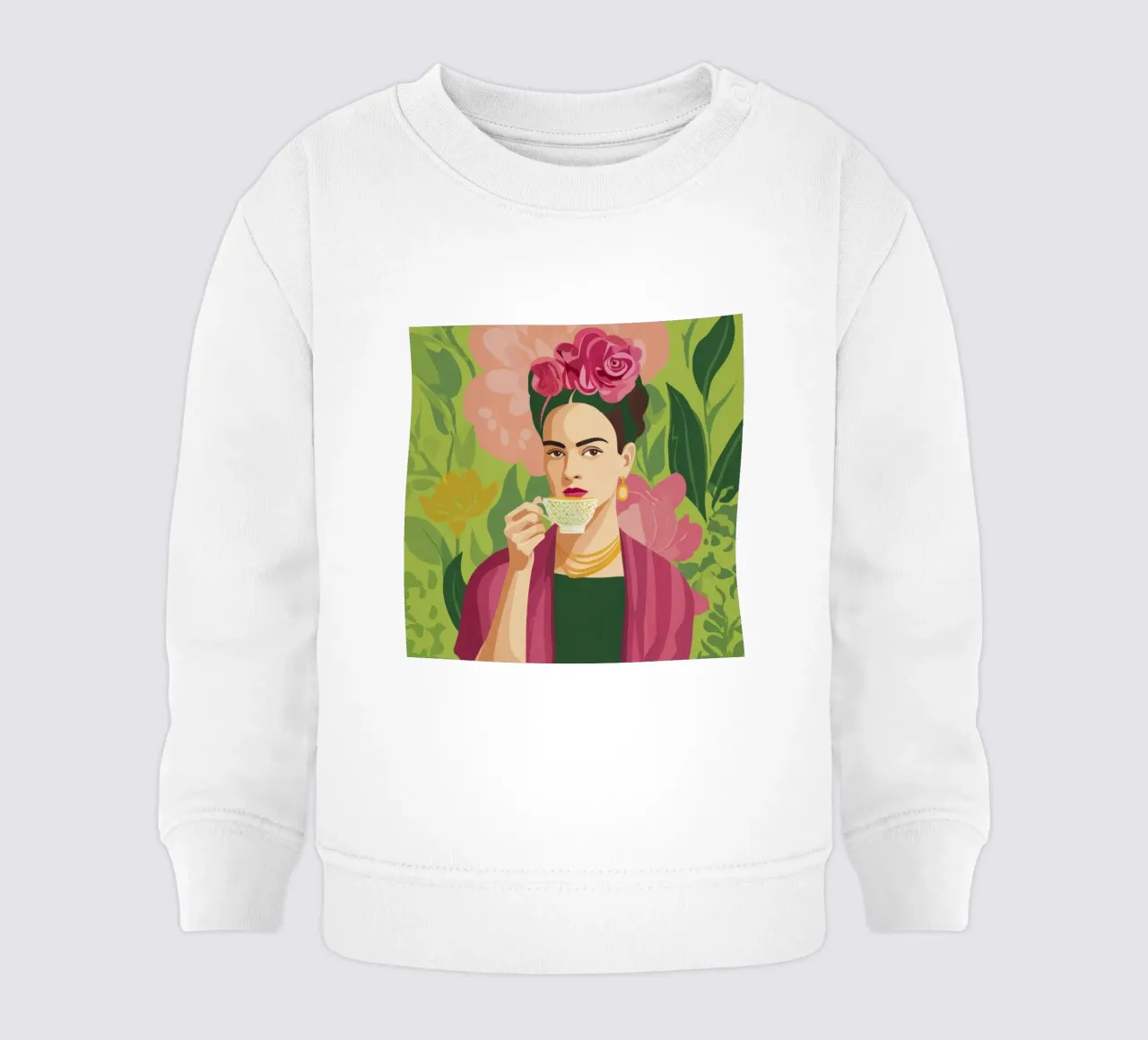 Ragazza messicana pastello con tè, atmosfera moderna del Midcentury felpa neonato da Modern Muse