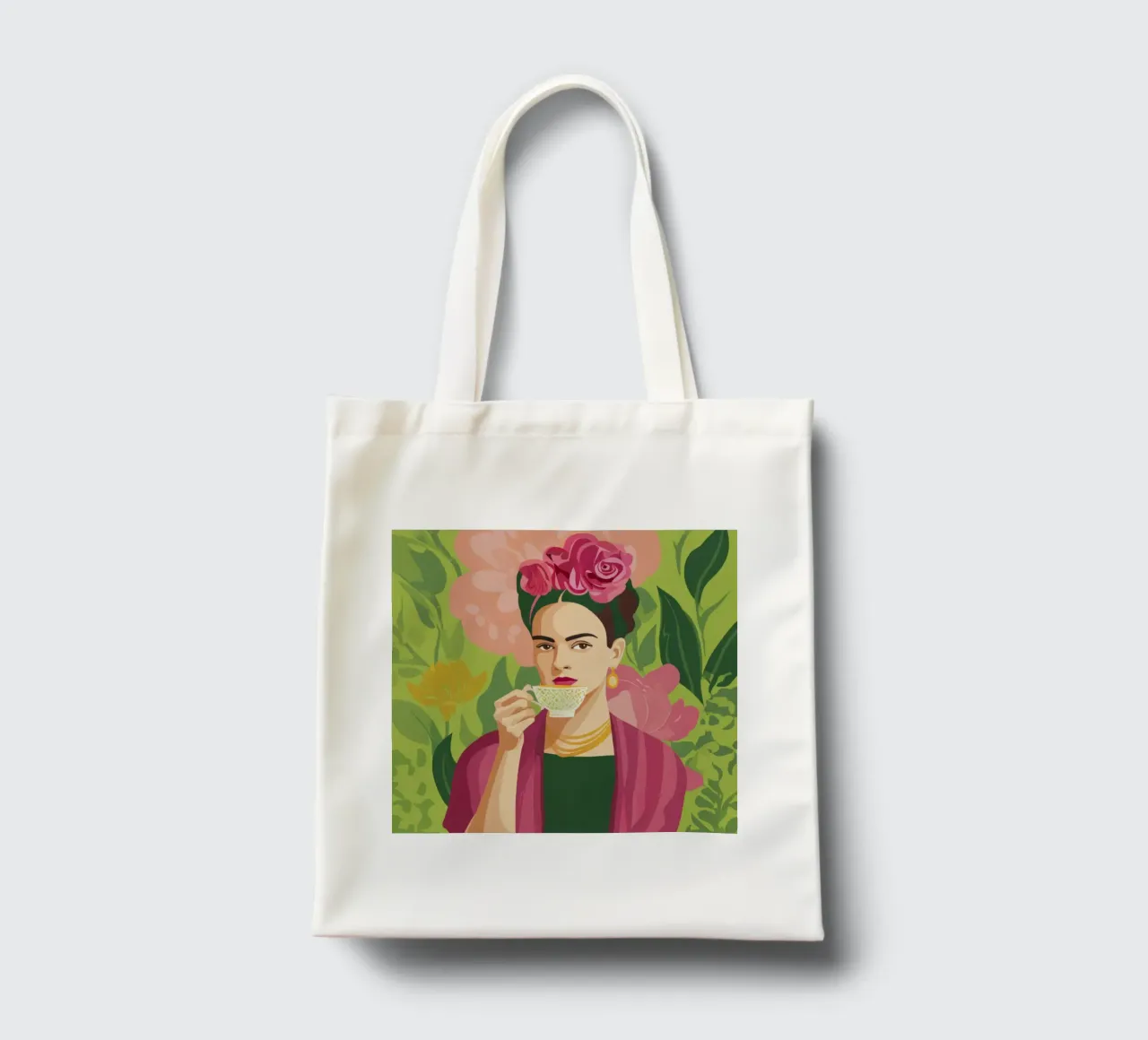 Ragazza messicana pastello con tè, atmosfera moderna del Midcentury borsa in juta da Modern Muse
