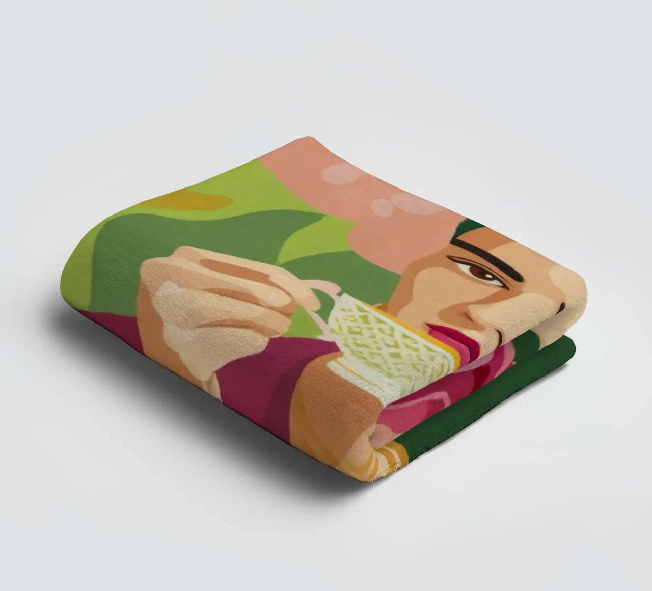 Ragazza messicana pastello con tè, atmosfera moderna del Midcentury asciugamano da bagno da Modern Muse