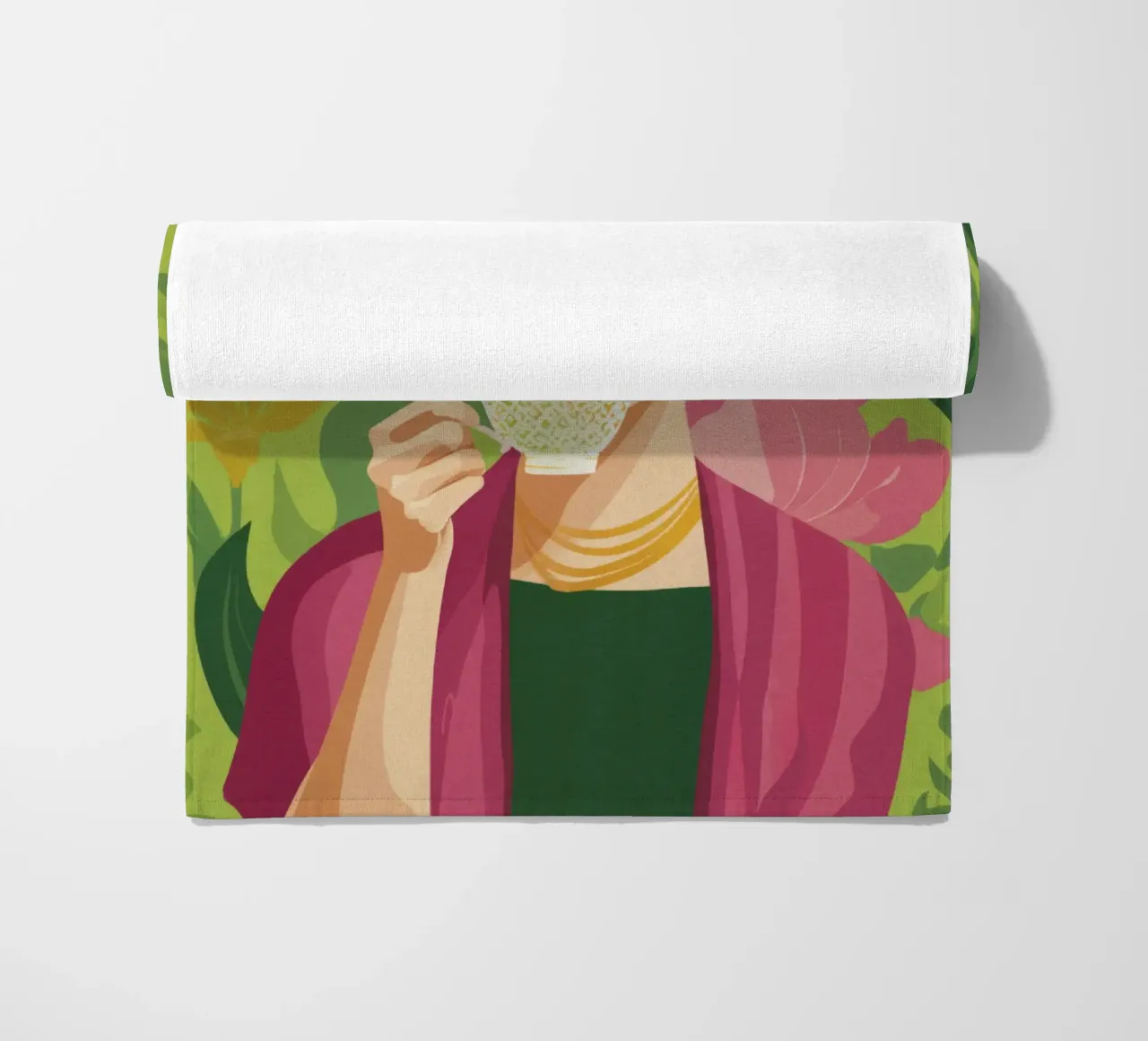 Ragazza messicana pastello con tè, atmosfera moderna del Midcentury telo mare da Modern Muse