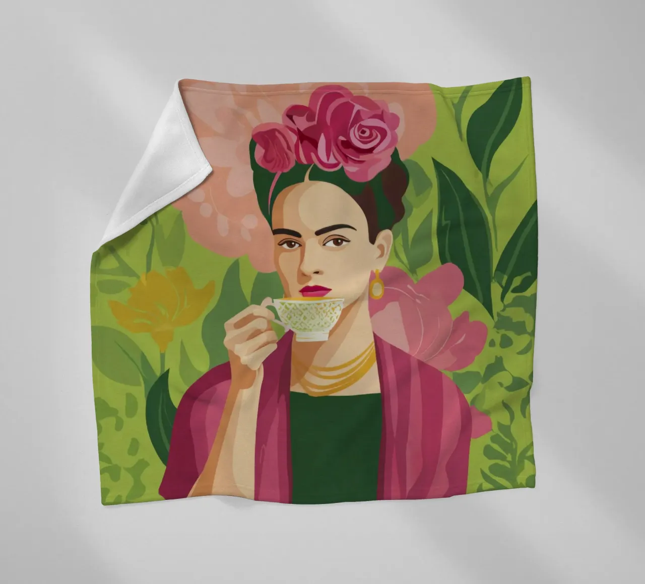 Ragazza messicana pastello con tè, atmosfera moderna del Midcentury coperta in pile da Modern Muse