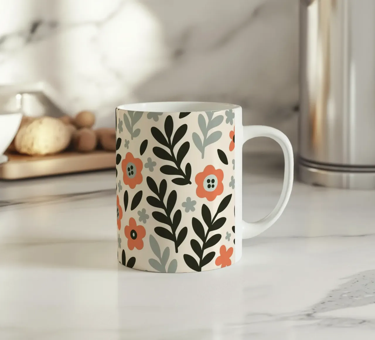Collage di primavera a tema fiori tazza in ceramica da cafelab