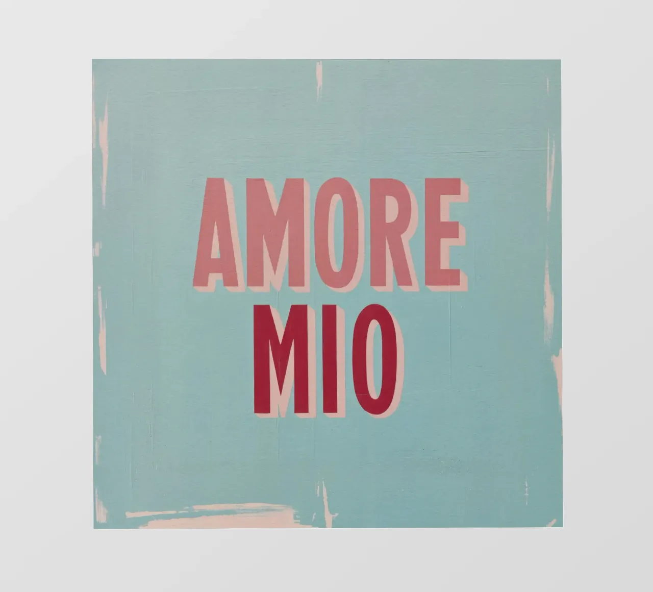 Amore Mio Testo retrò anni '50 in rosa e rosso su turchese pellicola backlit da Modern Muse