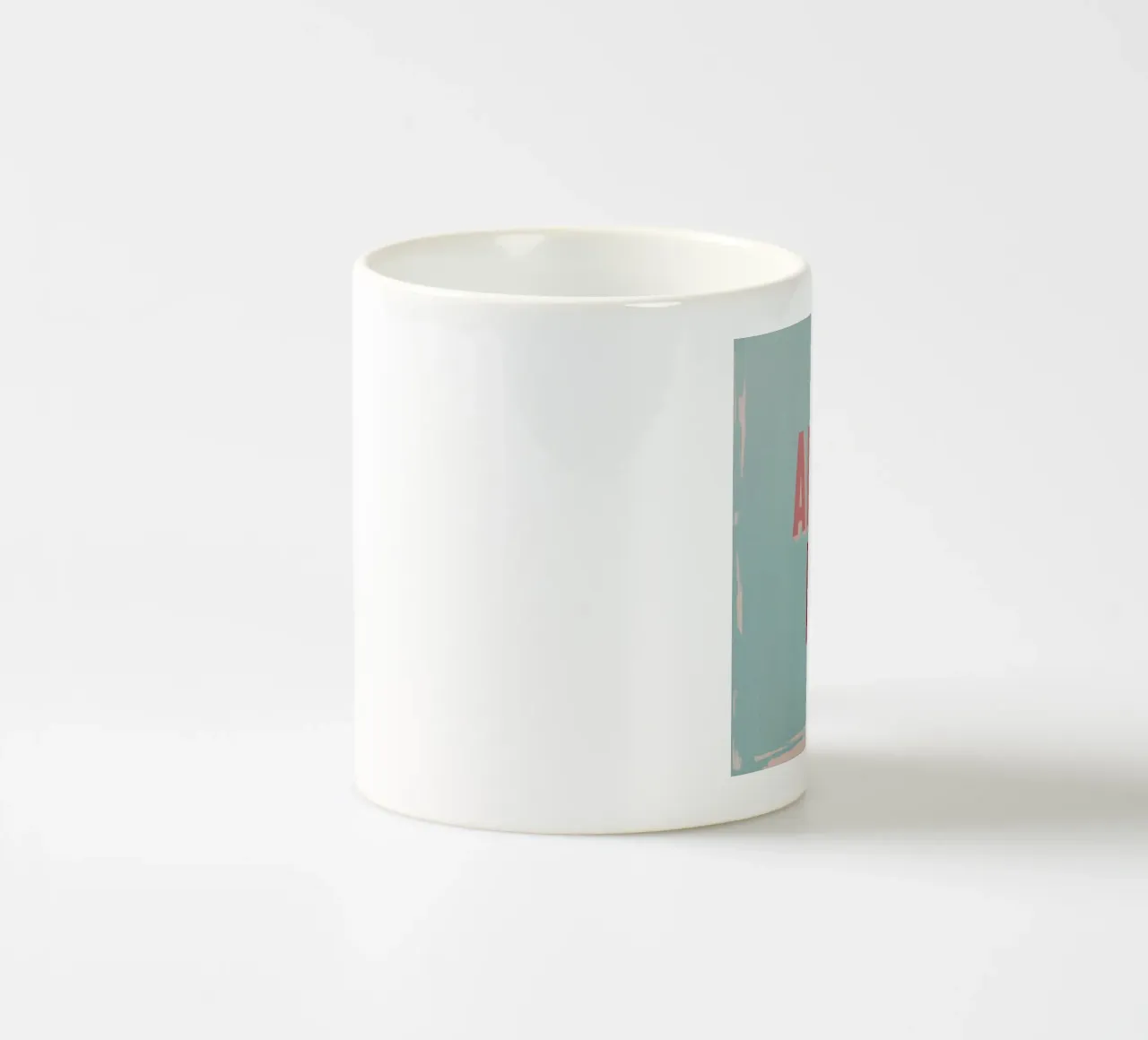 Amore Mio Testo retrò anni '50 in rosa e rosso su turchese tazza in ceramica da Modern Muse