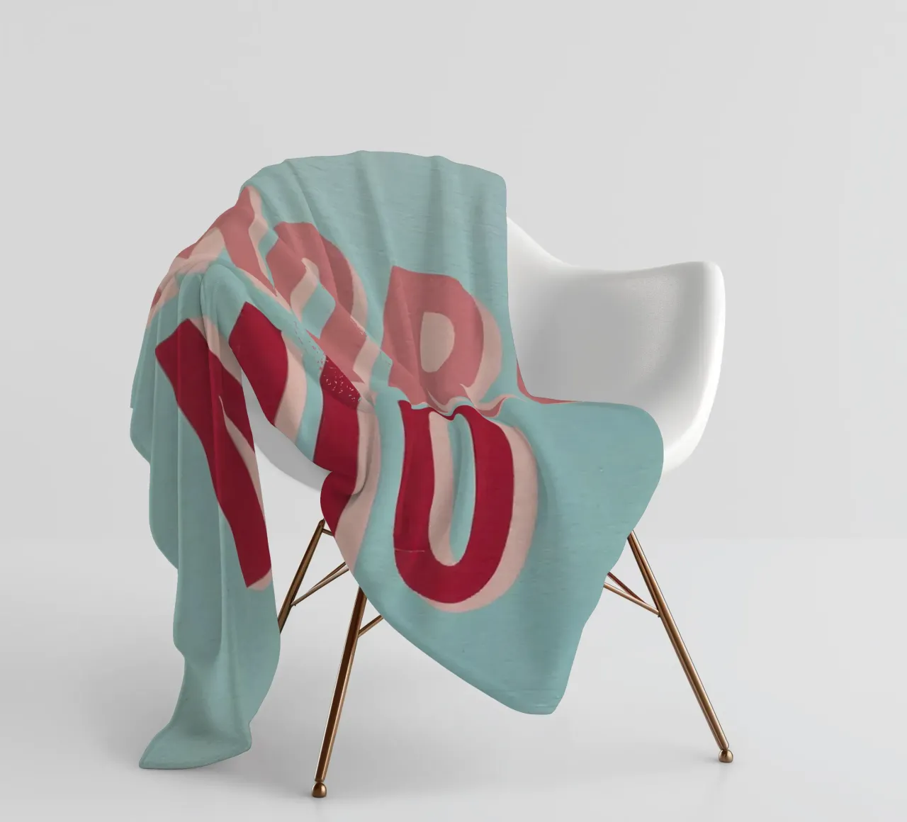 Amore Mio Retro 50s Text in Rosa & Rot auf Türkis Fleecedecke von Modern Muse