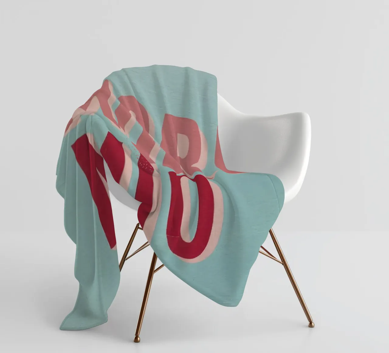 Amore Mio Retro 50s Text in Rosa & Rot auf Türkis Fleecedecke von Modern Muse