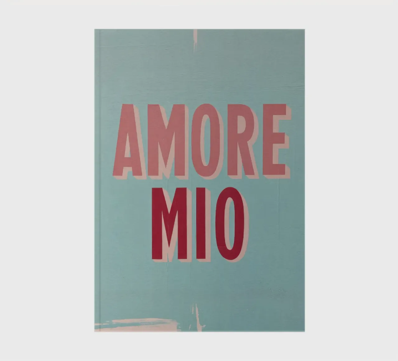 Amore Mio Retro 50s Text in Pink & Red on Turquoise notebook by Modern Muse
