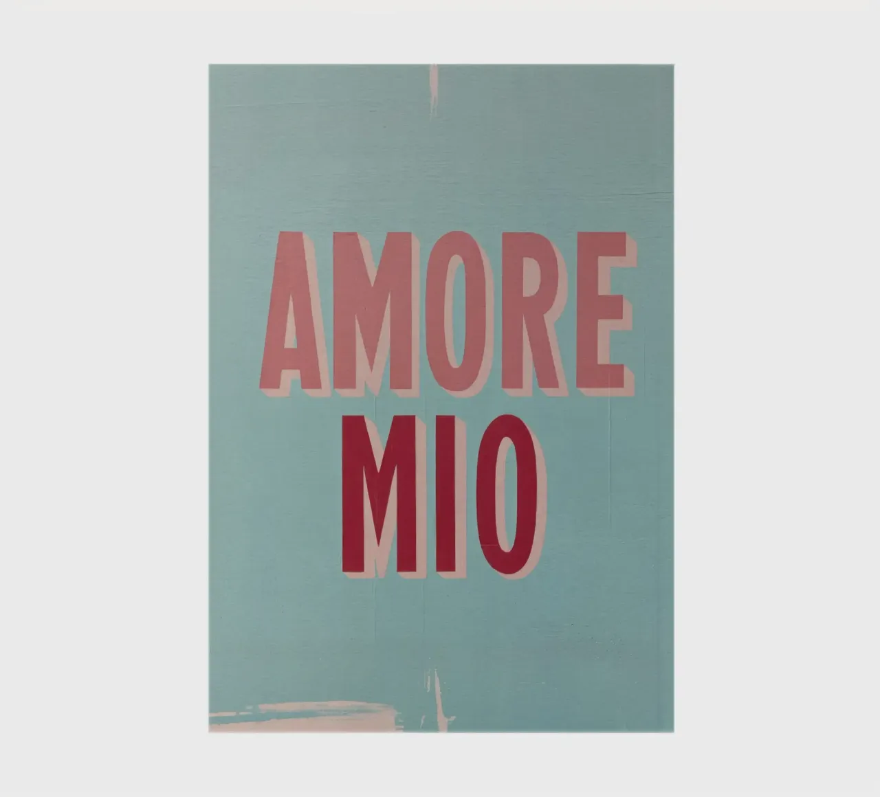 Amore Mio Retro 50s Text in Pink & Red on Turquoise notebook by Modern Muse