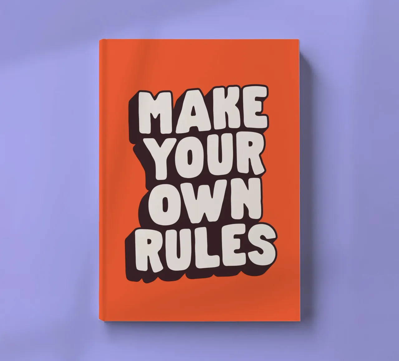 Make Your Own Rules Typography Print in Black White Orange carnet de notes de THE MOTIVATED TYPE