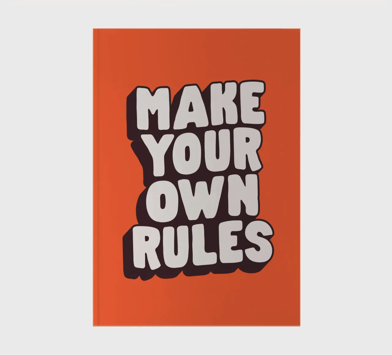 Make Your Own Rules Typography Print in Black White Orange carnet de notes de THE MOTIVATED TYPE