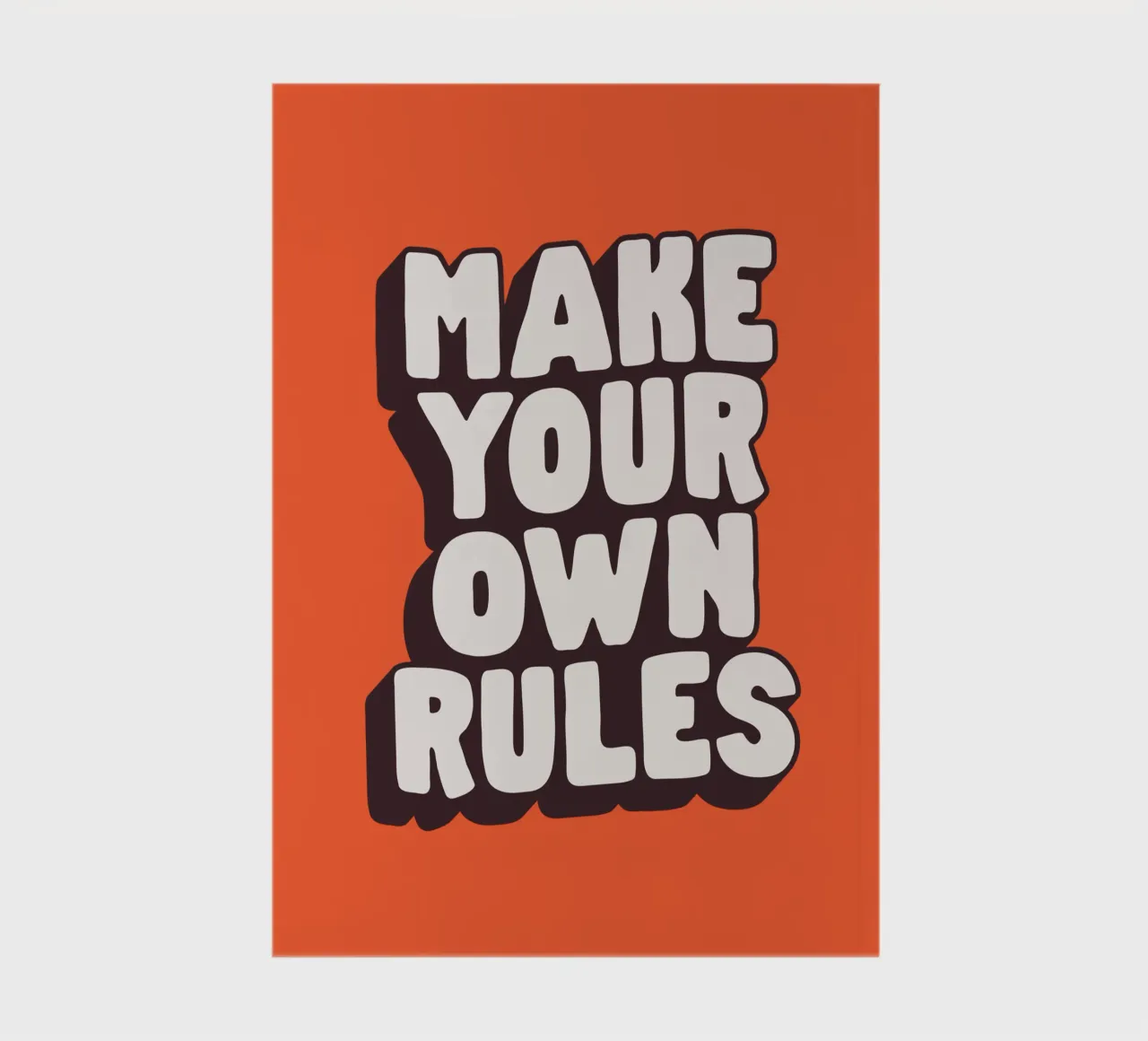 Make Your Own Rules Typography Print in Black White Orange carnet de notes de THE MOTIVATED TYPE