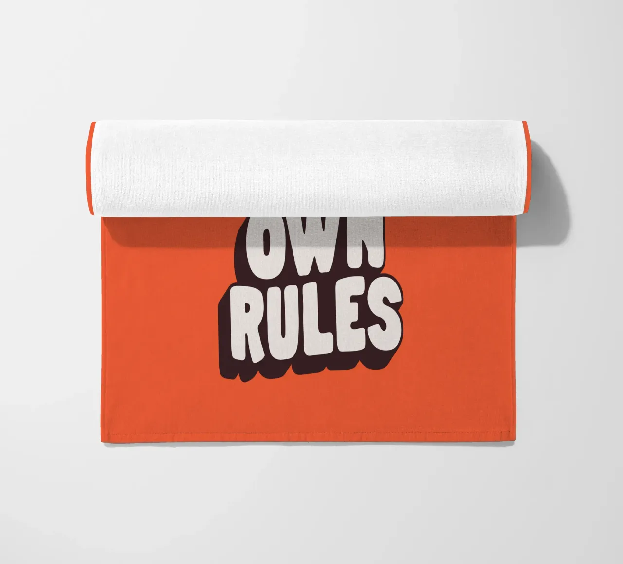 Make Your Own Rules Typography Print in Black White Orange beach towel by THE MOTIVATED TYPE