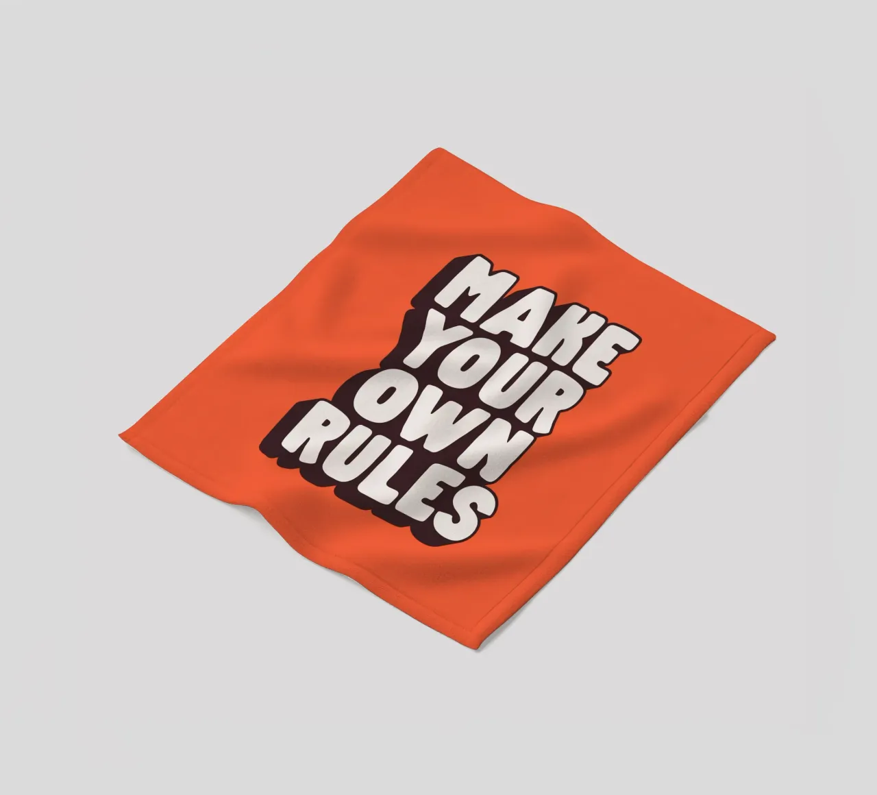 Make Your Own Rules Typography Print in Black White Orange fleece blanket by THE MOTIVATED TYPE