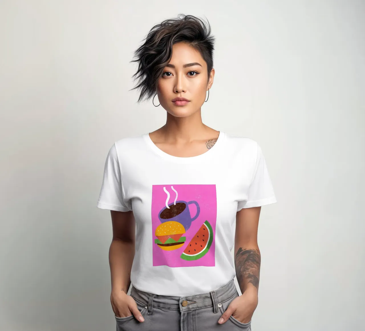 Frutta e caffè Retro Pop t-shirt da donna da THE LATEST SHOP
