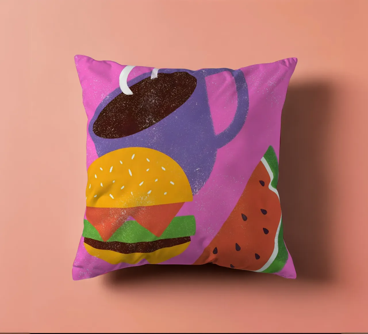 Frutta e caffè Retro Pop cuscino da THE LATEST SHOP