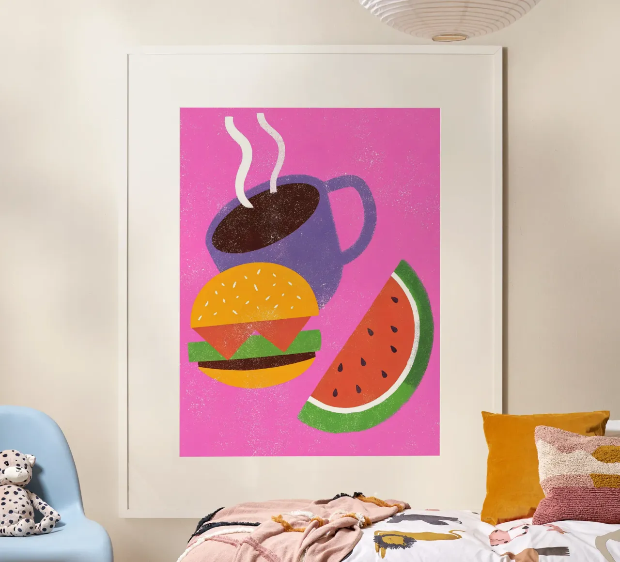 Frutta e caffè Retro Pop poster con telaio in legno da THE LATEST SHOP