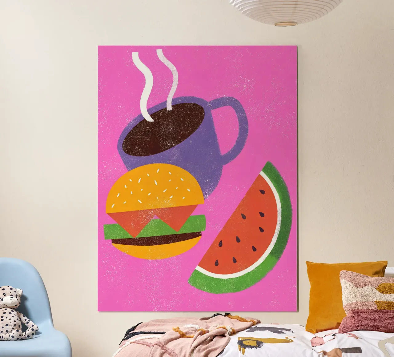 Frutta e caffè Retro Pop poster con telaio in legno da THE LATEST SHOP