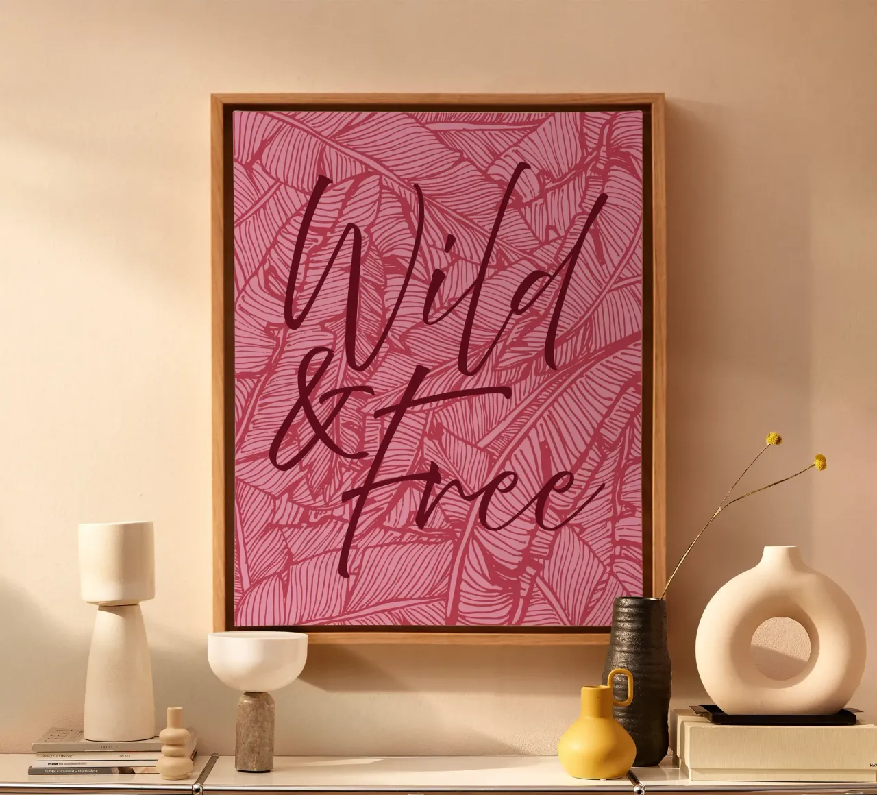 Wild & Free Pinky Version canvas met Baklijst van designdn