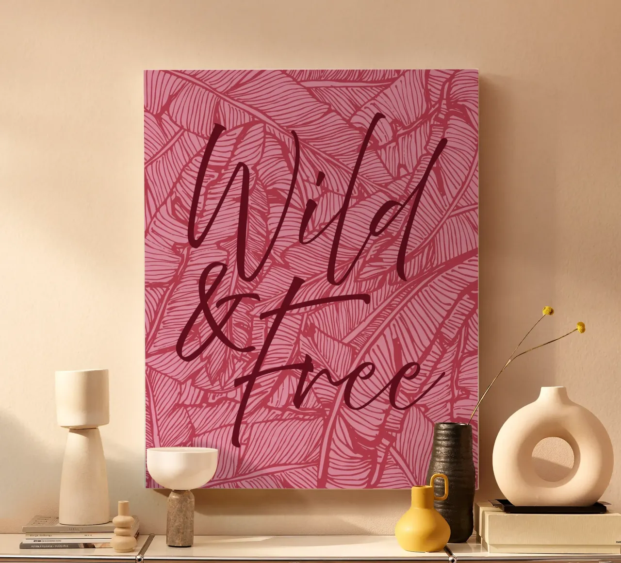 Wild & Free Pinky Version tela con Cornice a cassetta da designdn