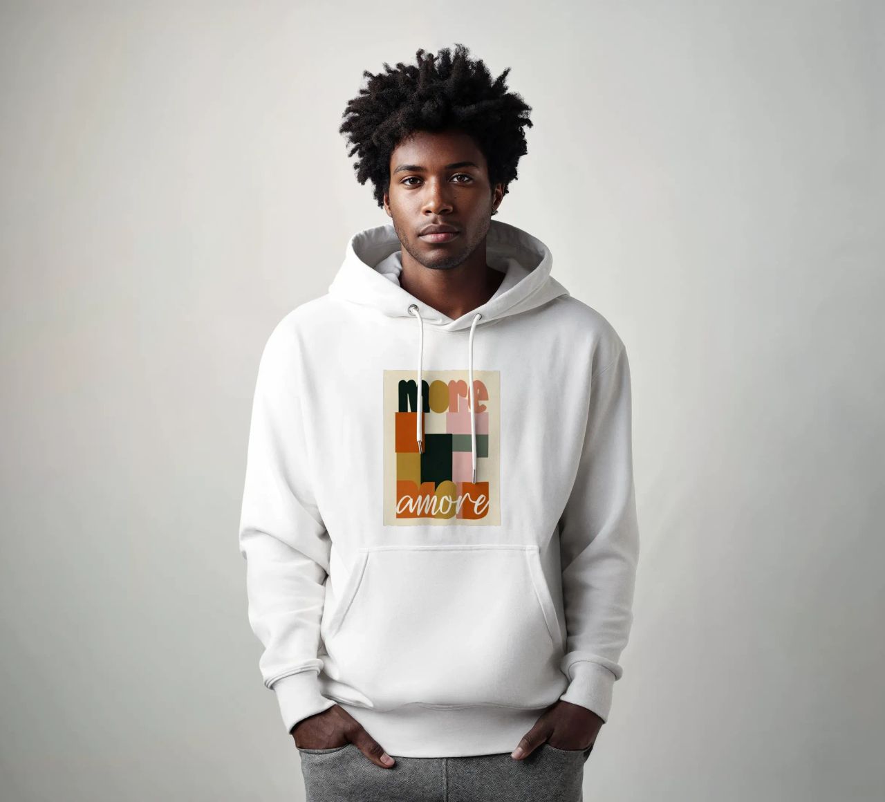 Plus Amore Bold 70s Boho Abstract Typography sweat à capuche de Modern Muse