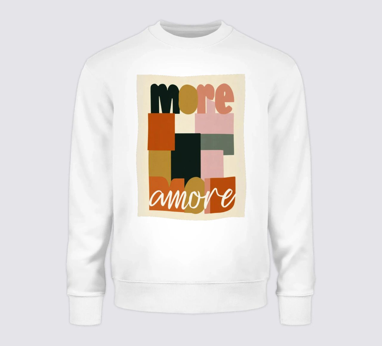 Plus Amore Bold 70s Boho Abstract Typography sweat de Modern Muse