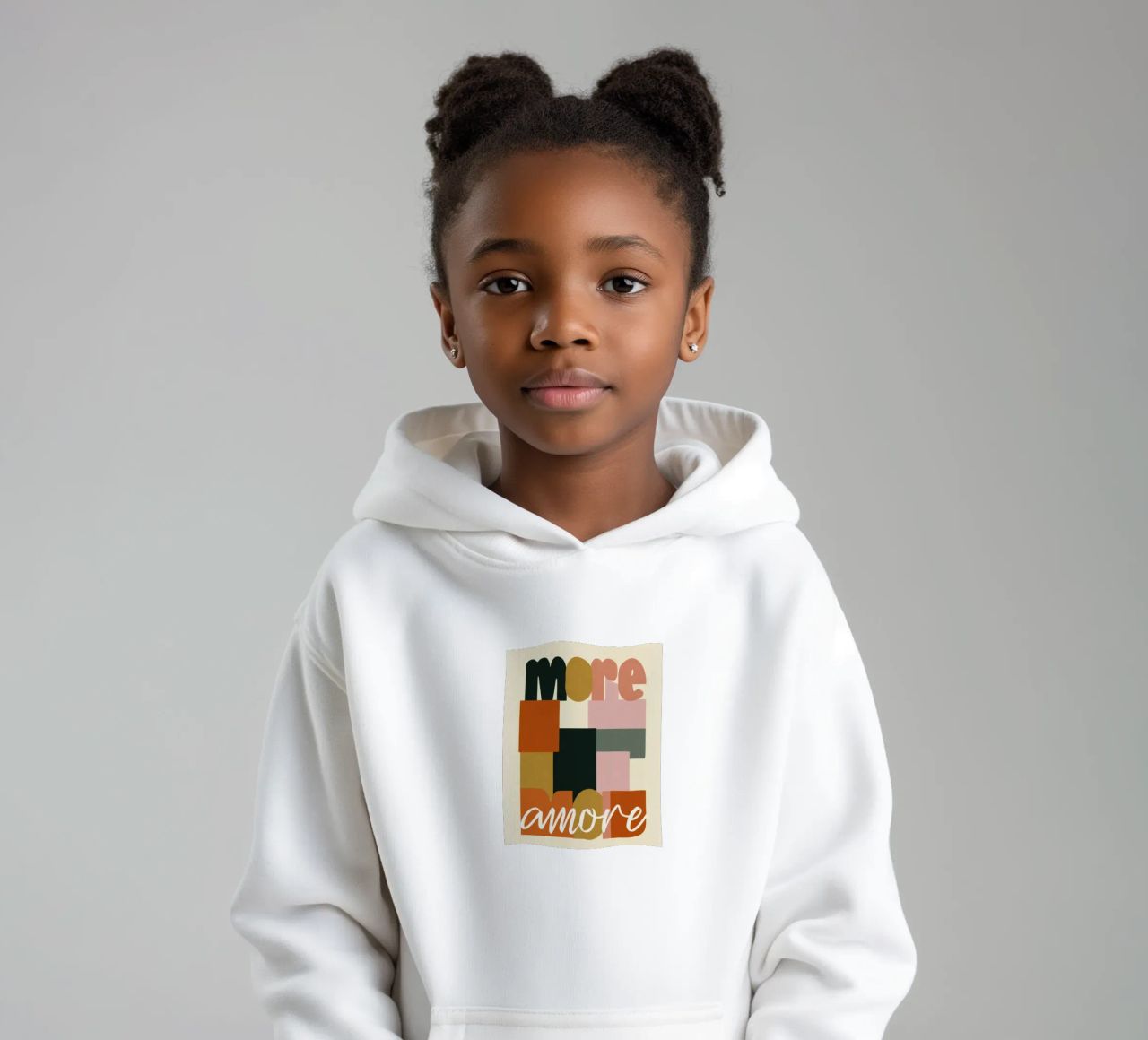 Plus Amore Bold 70s Boho Abstract Typography sweat à capuche enfant de Modern Muse