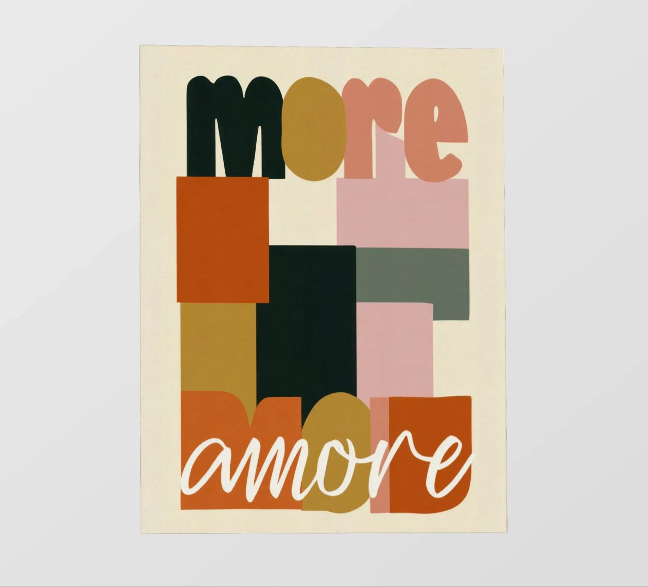 Plus Amore Bold 70s Boho Abstract Typography bâche pvc de Modern Muse