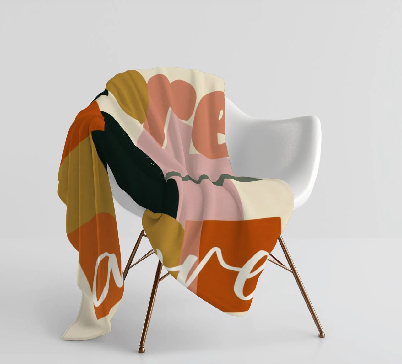 Plus Amore Bold 70s Boho Abstract Typography plaid polaire de Modern Muse