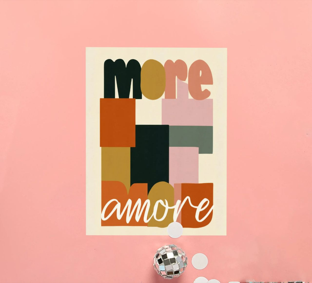 Plus Amore Bold 70s Boho Abstract Typography autocollant de Modern Muse