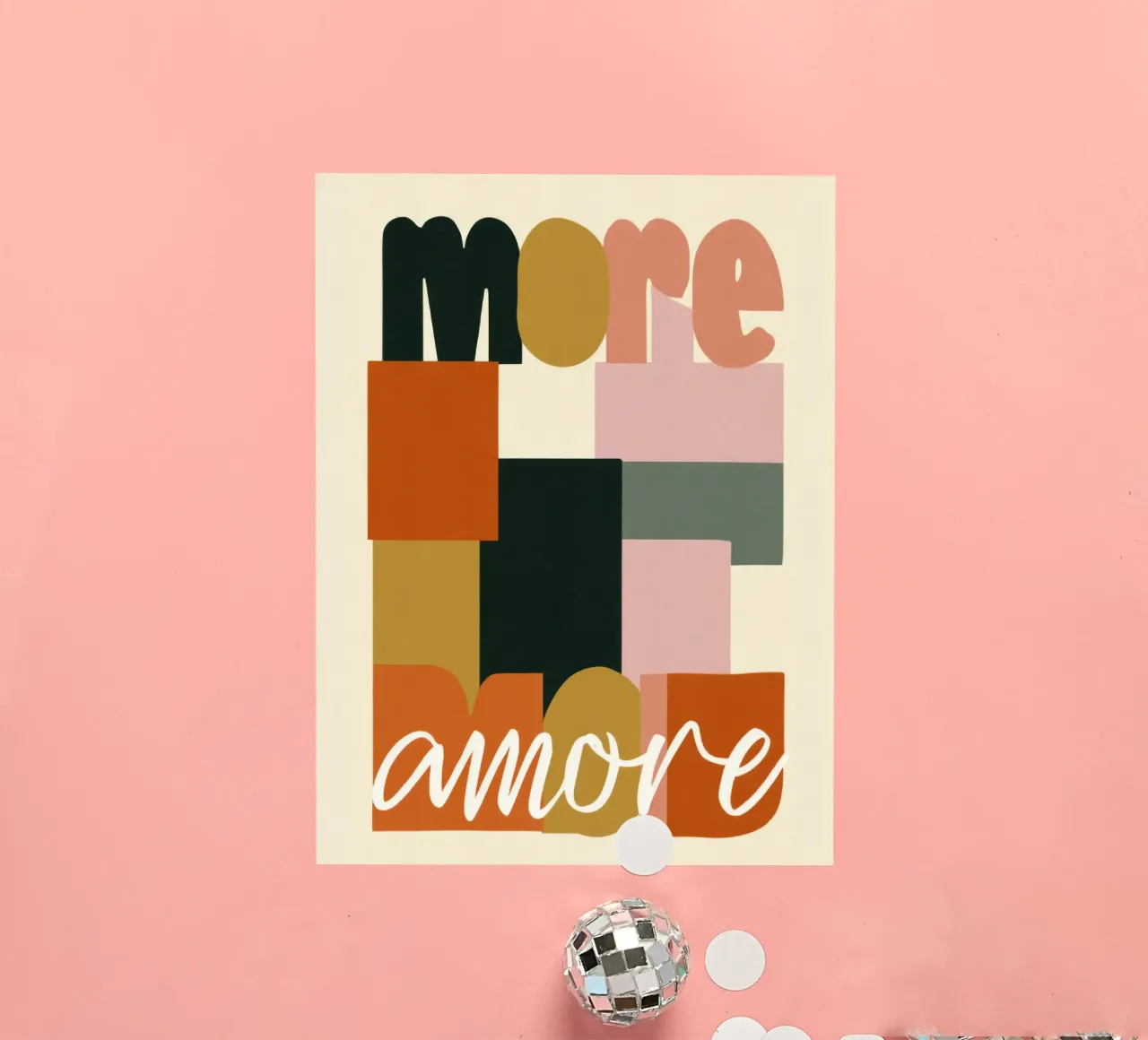Más Amore Negrita 70s Boho Abstracto Tipografía pegatina de Modern Muse