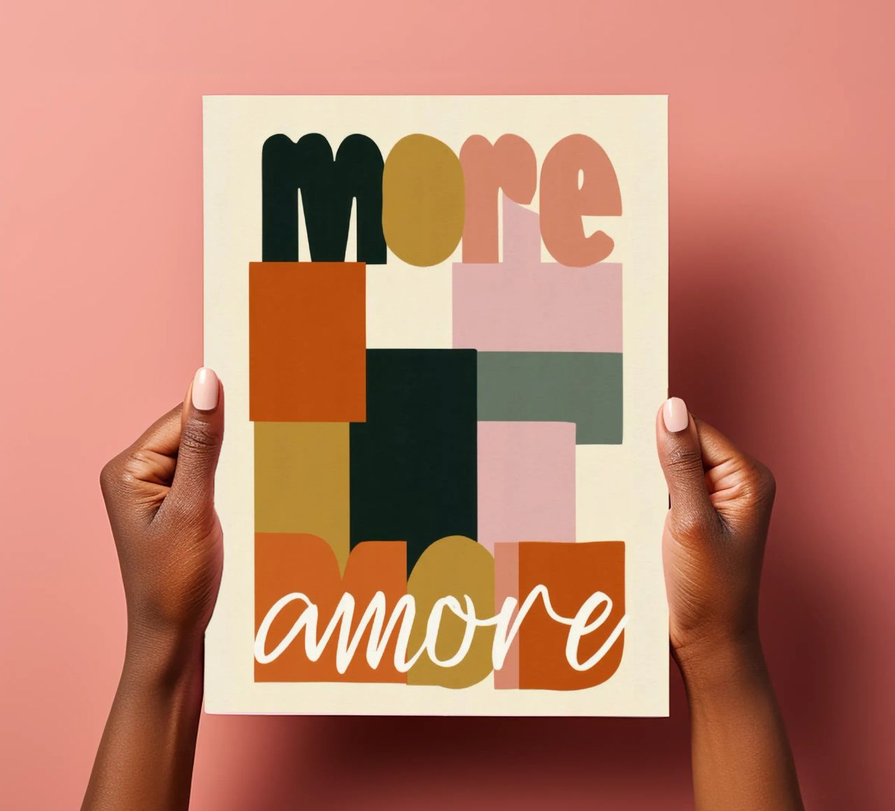 Plus Amore Bold 70s Boho Abstract Typography planche autocollant de Modern Muse