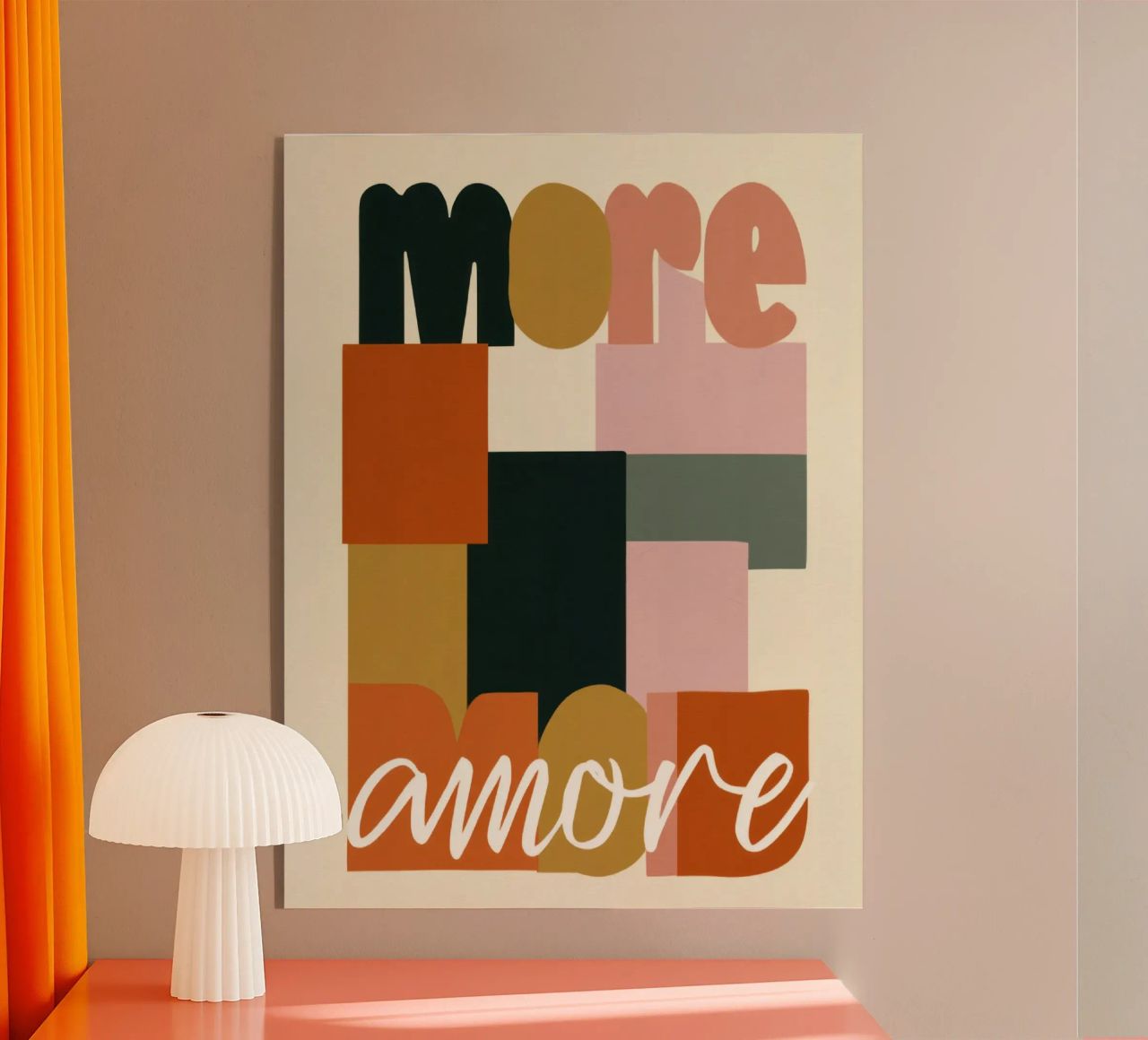 Plus Amore Bold 70s Boho Abstract Typography plexiglas de Modern Muse